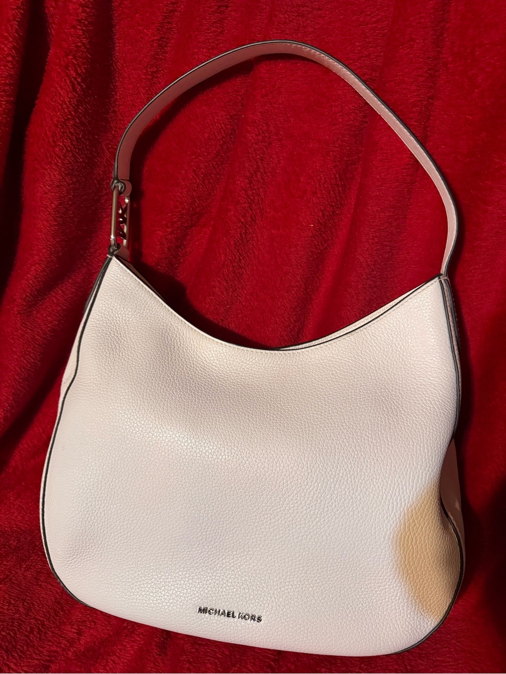 Michael Kors White Pebbled Leather Shoulder Bag